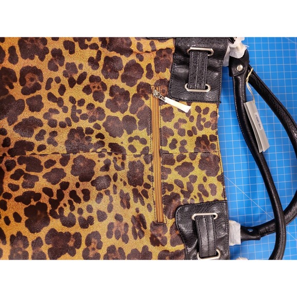 Alyssa Shoulder Bag Leopard Print Purse Medium Faux Leather Rhinestone Detail - Picture 3 of 4